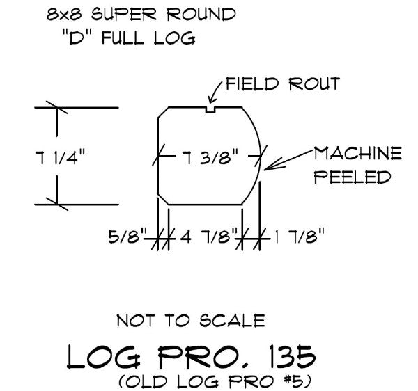 8" x 8" Super-Round D-Profile - Full Log - #135 Machine Peeled