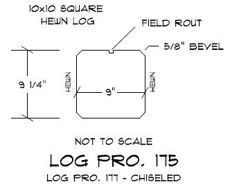 10" x 10" Beveled-Edge Square Full Log - Chiseled or Semi Smooth - #177