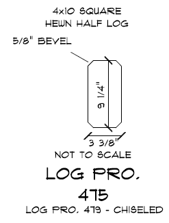 4"x10" Square Cabin Grade Half Log- Chiseled Surface - #479
