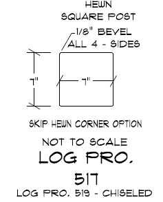 8" x 8" Square Timber Post - Chiseled or Semi Smooth - #519