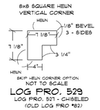 Vertical Corner - 8" x 8" Square - Chiseled #527