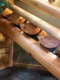 EZ Log stairs staircase stairway log home cabin decor rustic round log half log treads stringers brackets golden eagle