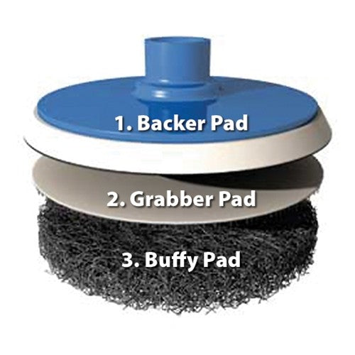 Buffy Pad System - Finish Sanding Smoothing Felting Backer Pad Grabber Pad Buffy Pad Sashco Log Home Cabin