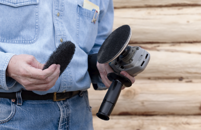 Buffy Pad System - Finish Sanding Smoothing Felting Backer Pad Grabber Pad Buffy Pad Sashco Log Home Cabin