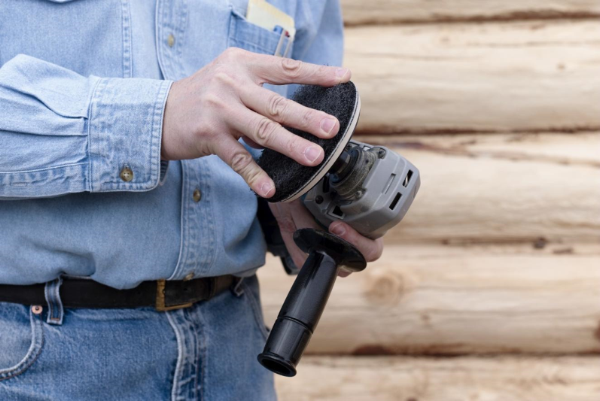 Buffy Pad System - Finish Sanding Smoothing Felting Backer Pad Grabber Pad Buffy Pad Sashco Log Home Cabin