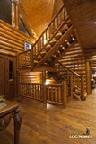 EZ Log stairs staircase stairway log home cabin decor rustic round log half log treads stringers brackets golden eagle