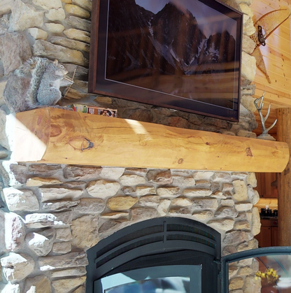 Full Log Peeled Hewn Fireplace Mantel Shelf Pine Golden Eagle Homes Log Home Mart