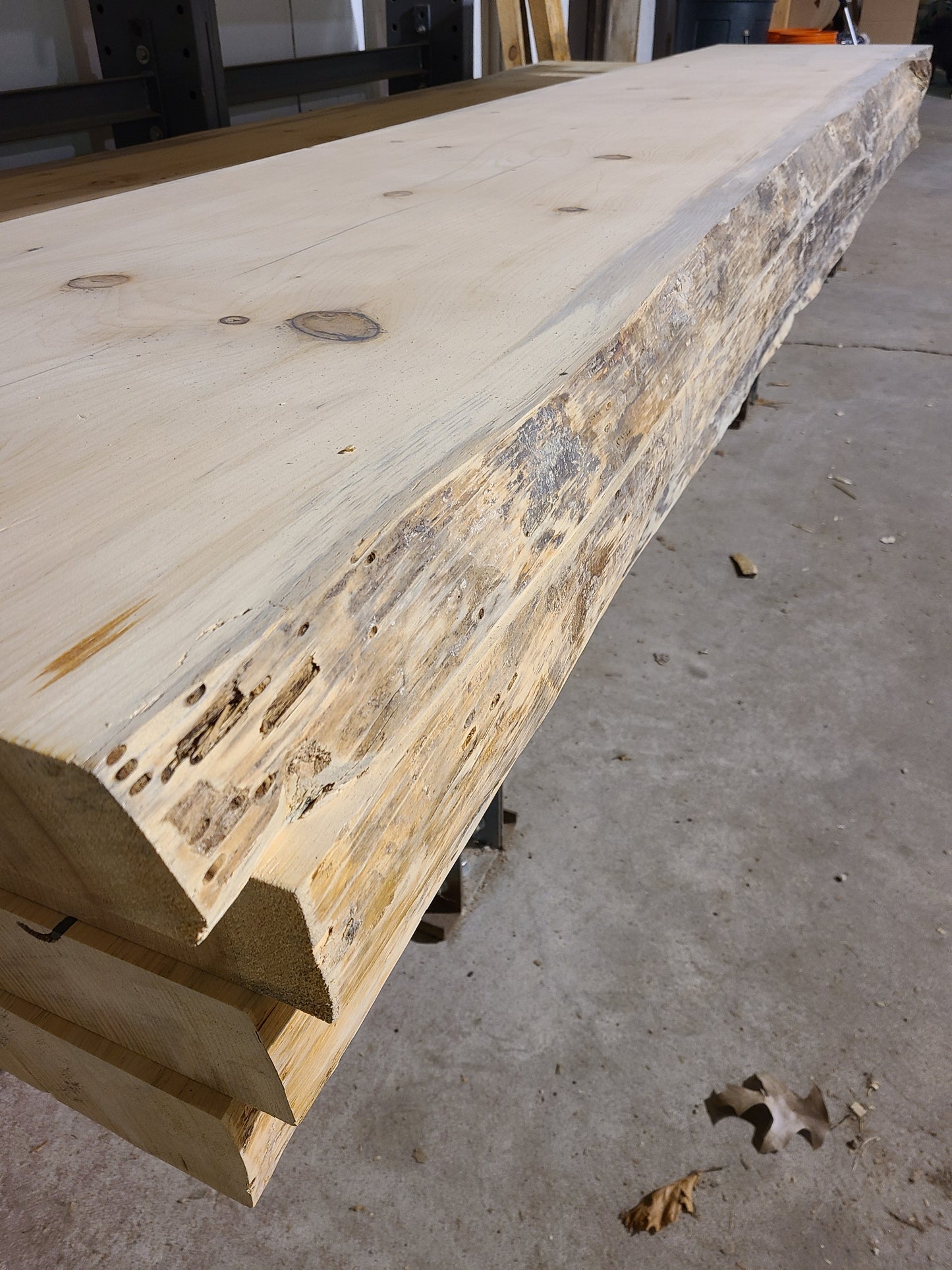 17"-20" W x 12' L x 2.5" - Rustic Live-Edge Pine Top - Double Live Edge - Bar Top/Coffee Table