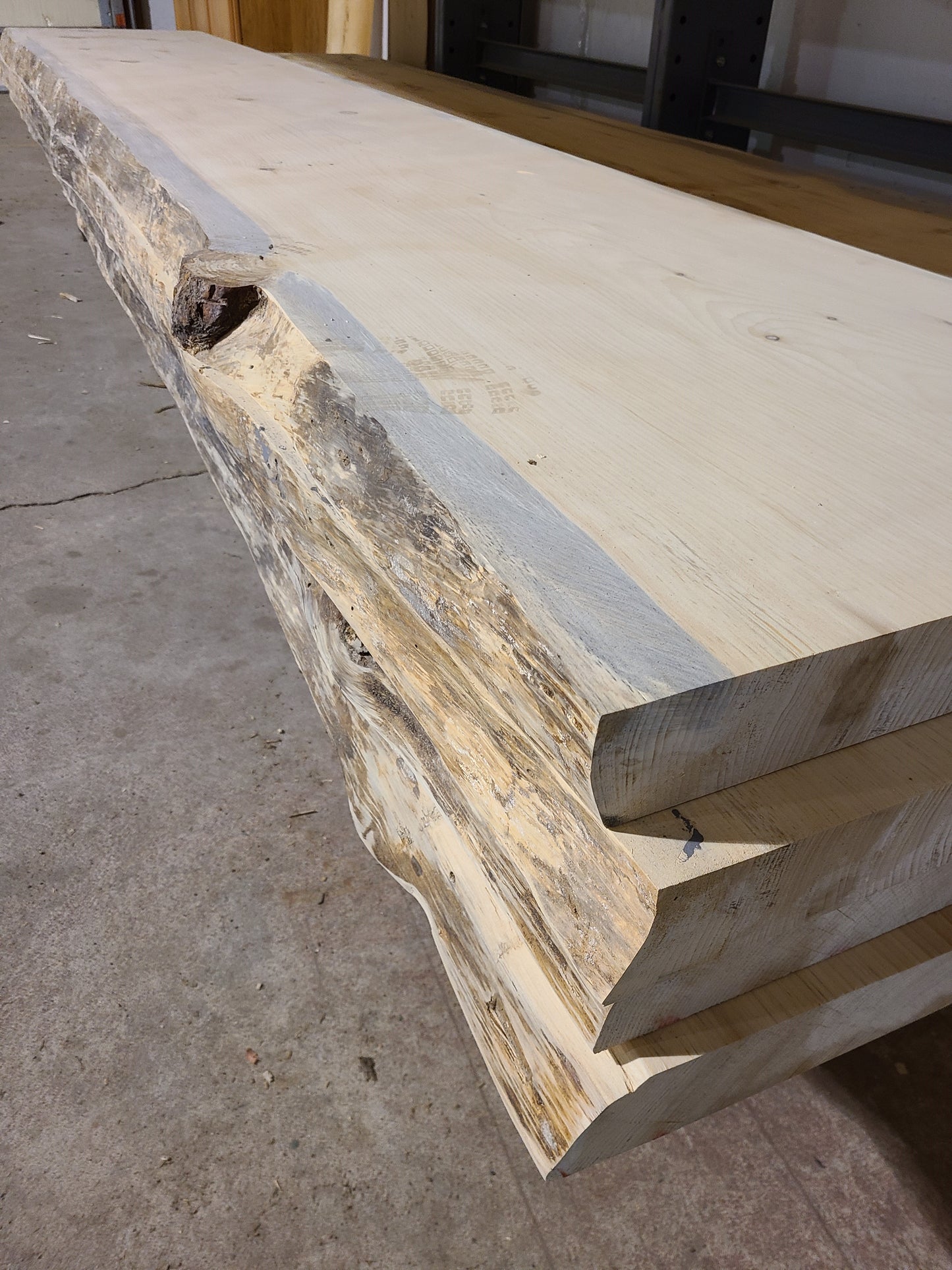 25" W x 12' L x 2.5" - Rustic Live-Edge Pine Top - Single Live Edge - Counter/Bar Top