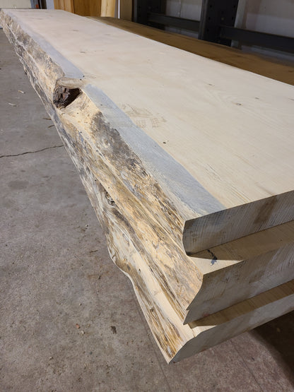 17"-20" W x 12' L x 2.5" - Rustic Live-Edge Pine Top - Double Live Edge - Bar Top/Coffee Table