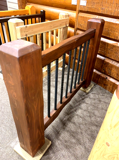 square railing timber rail rectangle rails stairs stairway steps loft fence pine rustic cabin log home timber house interior exterior decor rennovate diy do it yourself project kit parmeter golden eagle log home mart