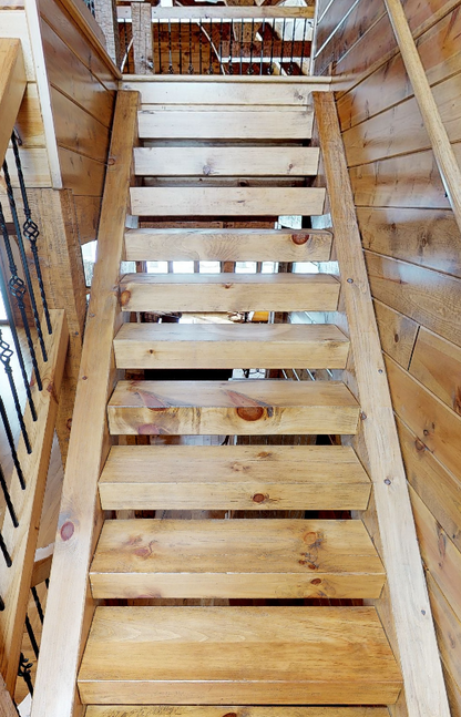 golden eagle log and timber homes log home mart parmeter square timber stairs treads stringers hand hewn smooth wisconsin rapids Golden Eagle Log & Timber Homes Stairs Steps Stairway Timber stairs square rectangular rectangle stairs stair system stairway steps rustic log home mart zach zachary parmeter 