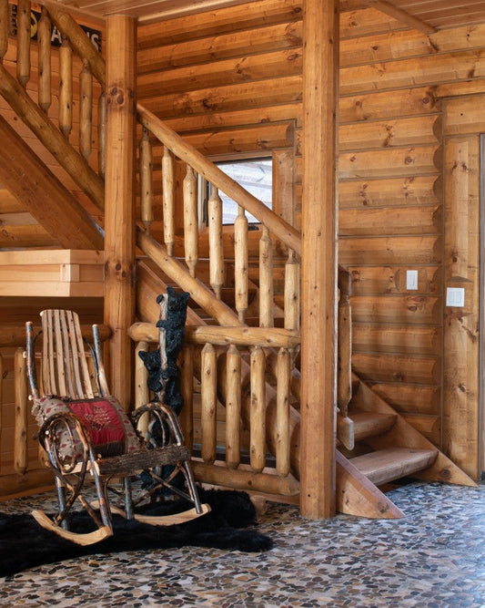 log cabin home stairs steps stairway
