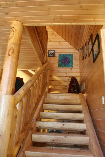 log cabin home stairs steps stairway kit ez easy stringer tread rustic